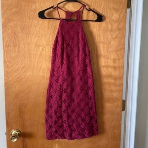 Burgundy lace cocktail dress